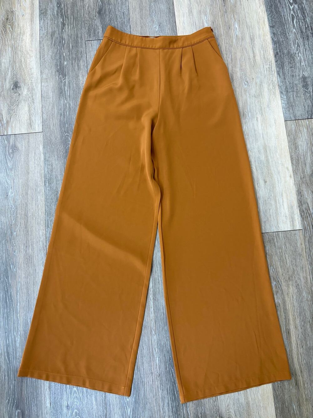 Mustard Seed Wide Leg Pants Rust Orange High Waisted Minimalist Chic Small